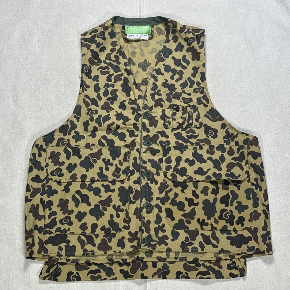 Vintage 60s Hunting Vest Pacific Sportswear L Duck Camo Shooting Japan Made